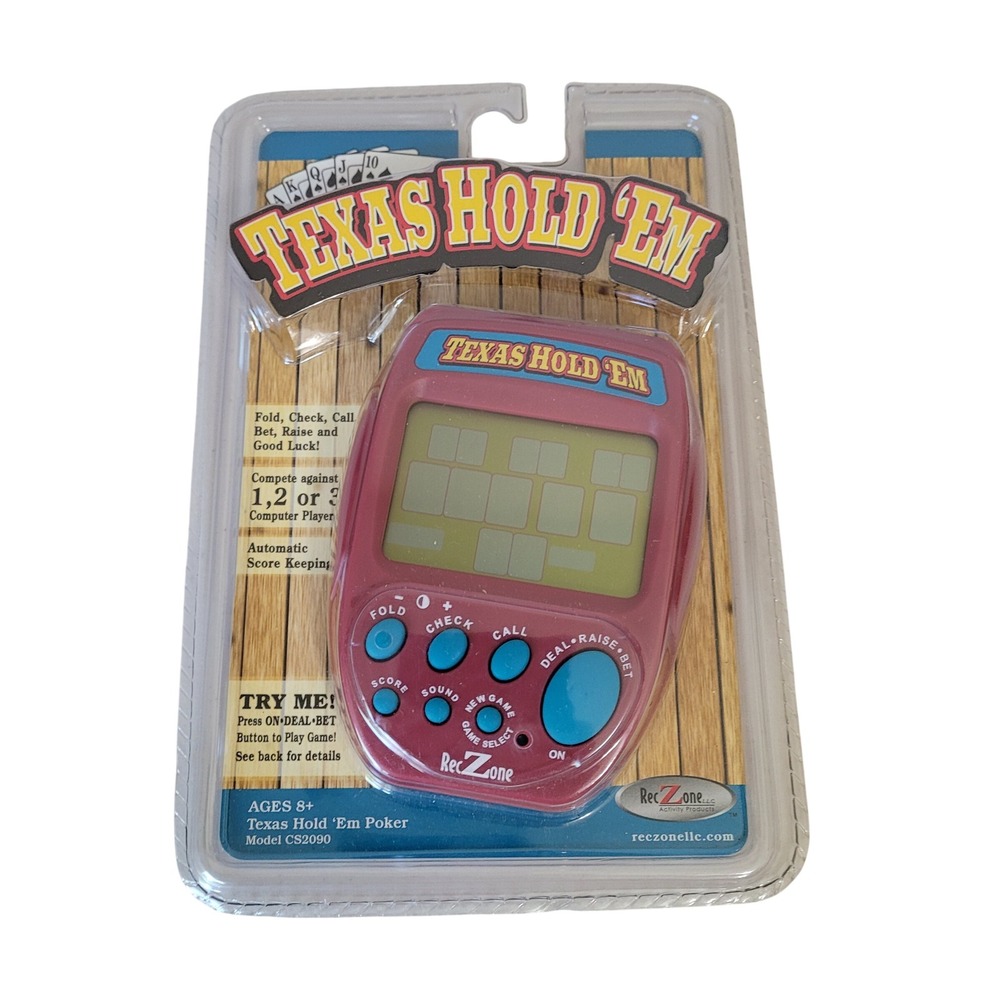 RecZone Texas Hold Em Handheld Electronic Poker Game CS2090 New Burgundy 2004